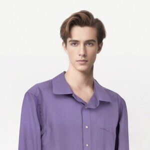 Chaps Slim-Fit Long Sleeve Purple Dress Shirt Size M 15 32/33